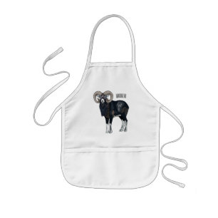 Mouflon sheep cartoon illustration kids apron