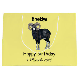 Mouflon sheep cartoon illustration large gift bag