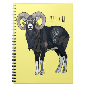 Mouflon sheep cartoon illustration notebook