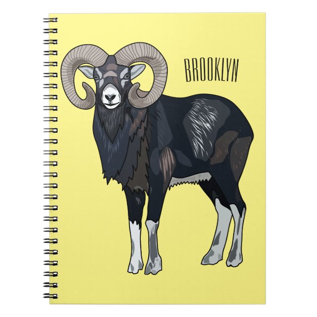 Mouflon sheep cartoon illustration notebook (Front)