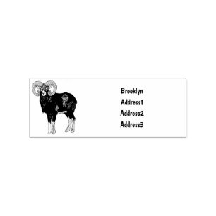 Mouflon sheep cartoon illustration rubber stamp