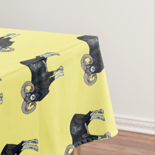 Mouflon sheep cartoon illustration tablecloth