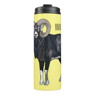Mouflon sheep cartoon illustration thermal tumbler