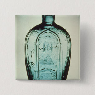 Mould-blown masonic flask 15 cm square badge