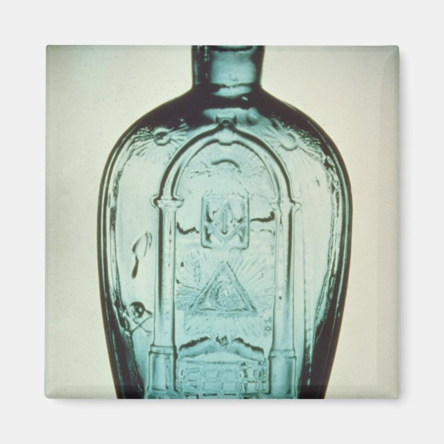 Mould-blown masonic flask magnet (Front)