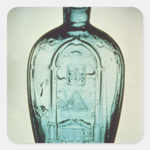 Mould-blown masonic flask square sticker