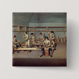 Moulding the Powder Pellets 15 Cm Square Badge