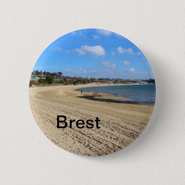 Moulin Blanc beach in Brest 6 Cm Round Badge (Front)