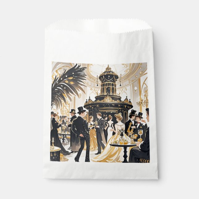 Moulin rouge style, black and gold, Rich luxury Favour Bag (Front)