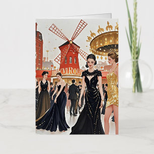 Moulin rouge style, black and gold, Rich luxury Foil Greeting Card