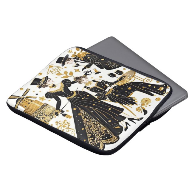 Moulin rouge style, black and gold, Rich luxury  Laptop Sleeve (Front Top)