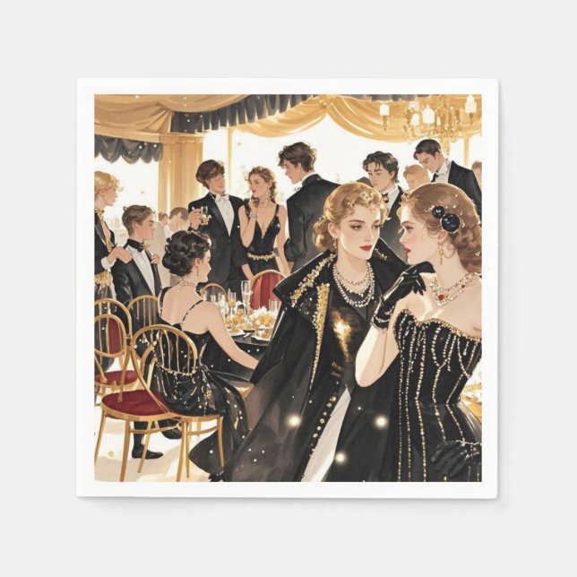 Moulin rouge style, black and gold, Rich luxury  Napkin (Front)