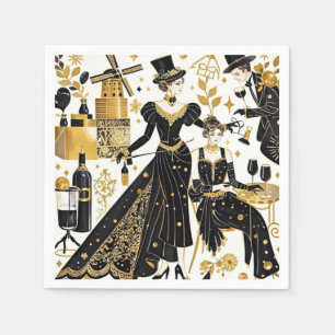 Moulin rouge style, black and gold, Rich luxury  Napkin