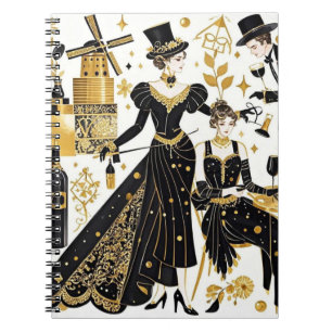 Moulin rouge style, black and gold, Rich luxury Notebook