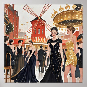 Moulin rouge style, black and gold, Rich luxury Poster