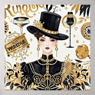 Moulin rouge style, black and gold, Rich luxury  Poster