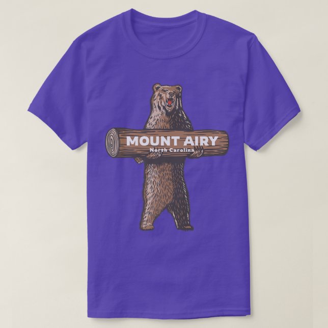 Mount Airy North Carolina NC Growling Bear Vacatio T-Shirt (Design Front)