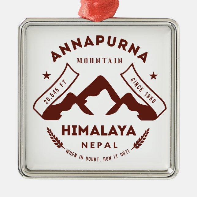 Mount Annapurna Nepal Metal Tree Decoration (Front)