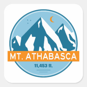 Mount Athabasca Stars Moon Square Sticker