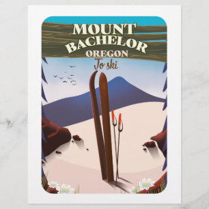 Mount Bachelor Oregon Ski travel poster Custom Letterhead