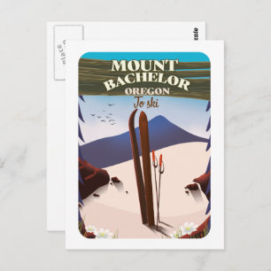 Mount Bachelor Oregon Ski travel poster Postcard