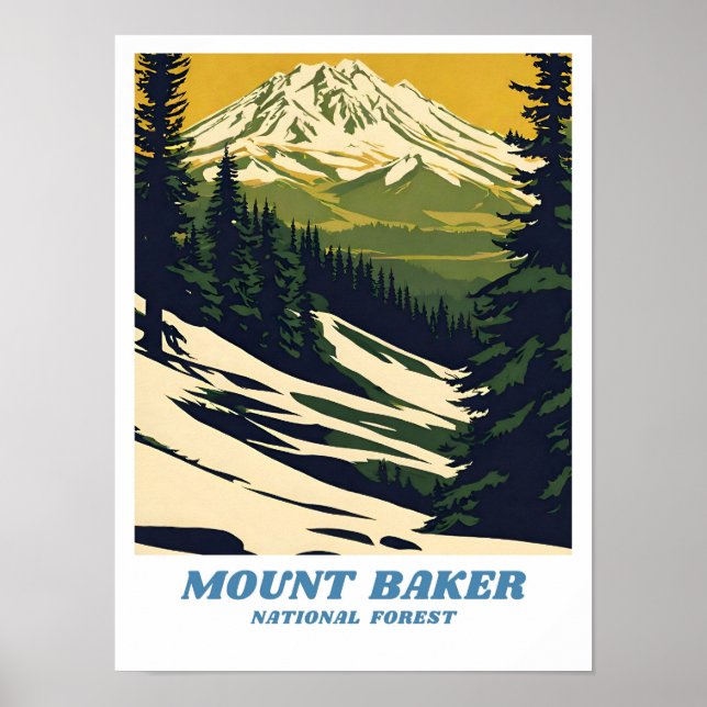 Mount Baker National Forest illustration retro Cla Poster (Front)