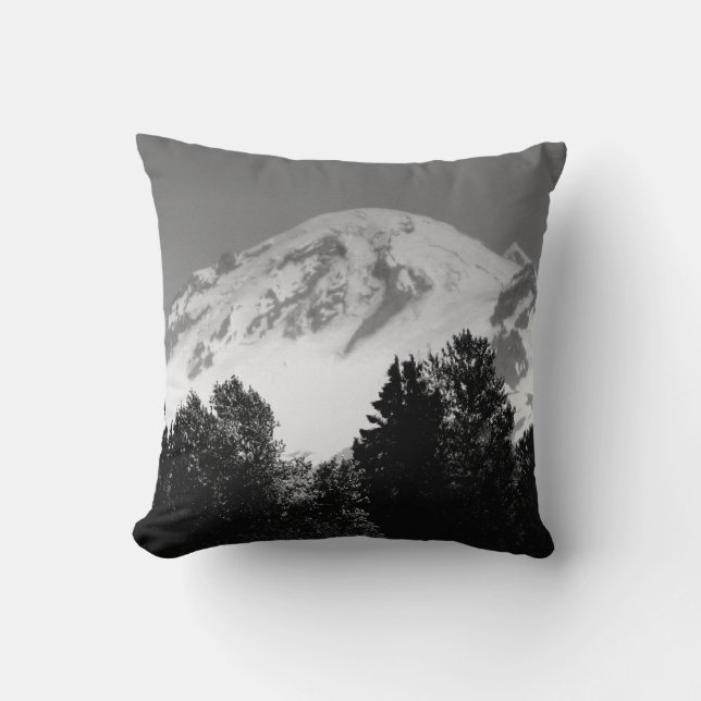 Mount Baker Through Trees Cushion (Front)