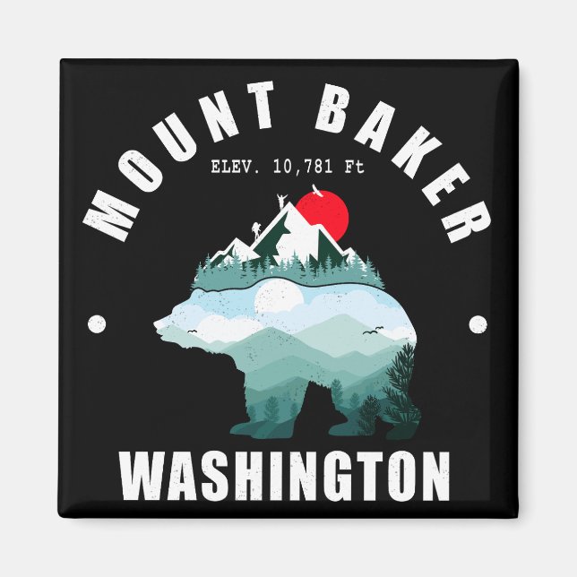 Mount Baker Washington Bear Mountains Ski Magnet (Front)