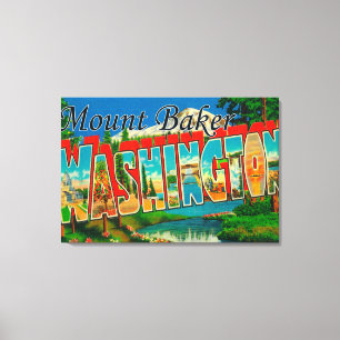 Mount Baker, Washington - Large Letter Scenes Canvas Print