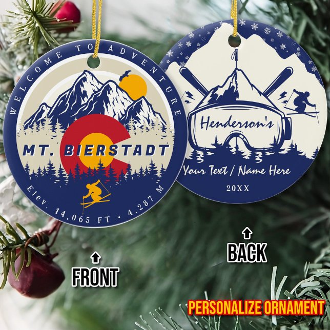 Mount Bierstadt Colorado Flag Mountain Sunset Ceramic Ornament (Creator Uploaded)