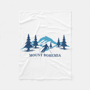 Mount Bohemia Michigan Ski Resort Skiing Skier Fleece Blanket