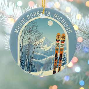 Mount Bohemia Michigan ski souvenir  Ceramic Ornament