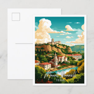 Mount Bonnell Texas US vintage travel illustration Postcard