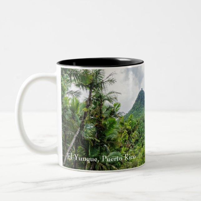 Mount britton and el yunque landscape Two-Tone coffee mug (Left)