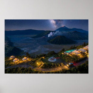 Mount Bromo Aerial Night Volcano Luxury Wall Art