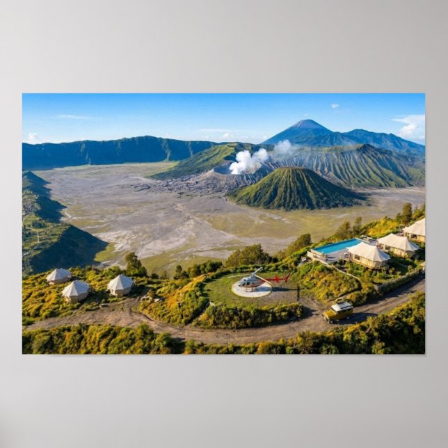 Mount Bromo Aerial Volcano Luxury Wall Art (Front)