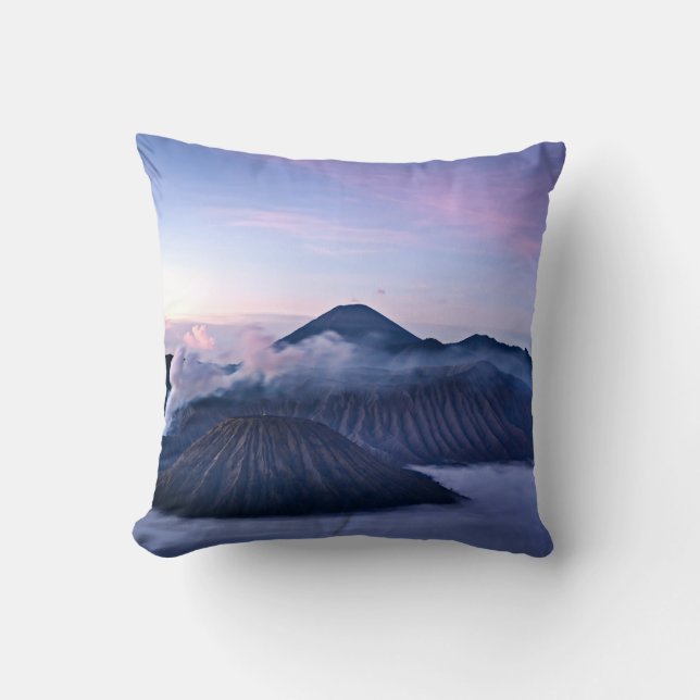 Mount Bromo wrapped in a dream of clouds Cushion (Front)