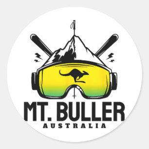 Mount buller australia ski retro skiing classic round sticker