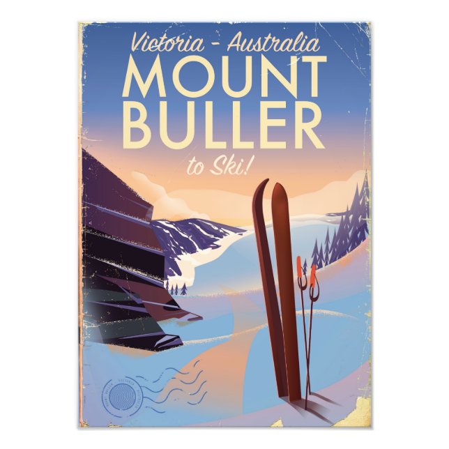 Mount Buller Australia vintage Ski poster (Front)