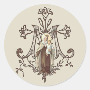 Mount Carmel Jesus Carmelite Religious Vintage Classic Round Sticker