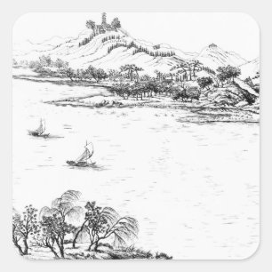 Mount Chang and Lake Chou, from 'Jardins Anglo-Chi Square Sticker
