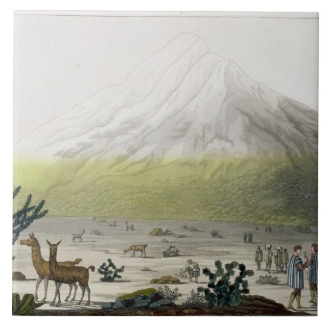 Mount Chimborazo, Ecuador, from 'Le Costume Ancien Ceramic Tile (Front)
