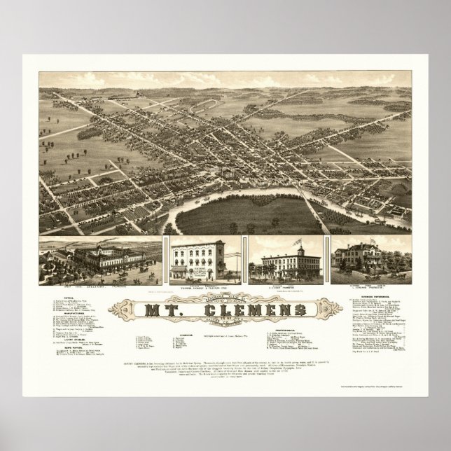 Mount Clemens, MI Panoramic Map - 1882 Poster (Front)