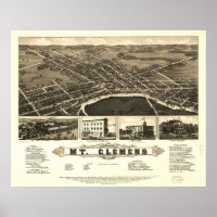 Mount Clemens Michigan 1881 Antique Panoramic Map