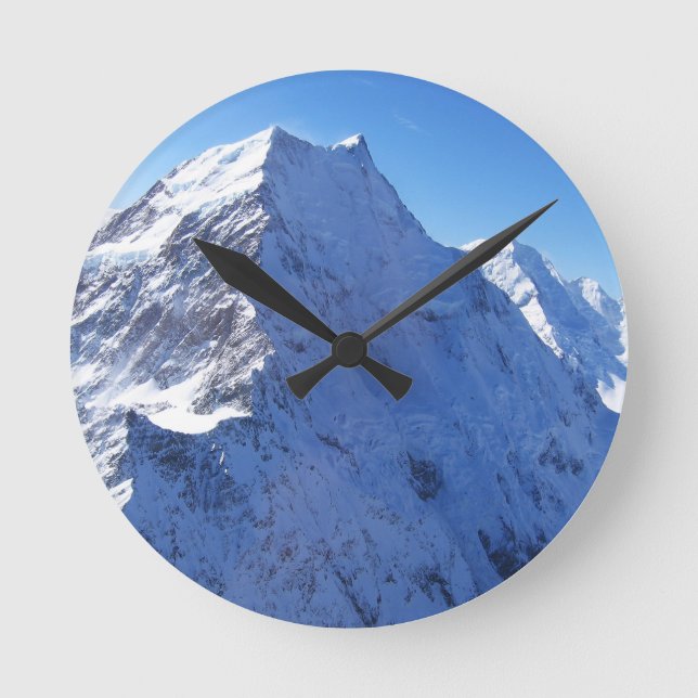 Mount Cook (Aoraki) Peak, New Zealand Round Clock (Front)