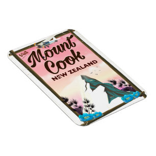 Mount Cook New Zealand travel poster Magnet