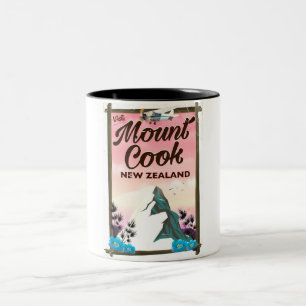 Mount Cook New Zealand travel poster Two-Tone Coffee Mug