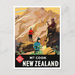 Mount Cook New Zealand vintage travel Postcard
