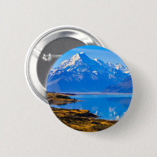 Mount Cook Overlooking Lake Pukaki, NZ 6 Cm Round Badge