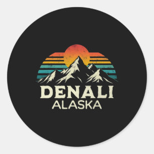 Mount Denali Alaska Hiking Climbing Adventure Nati Classic Round Sticker